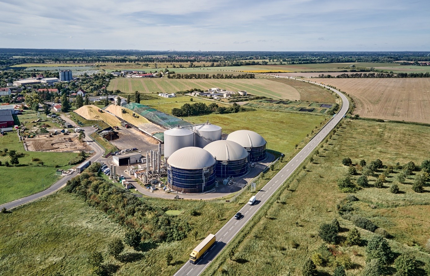 Luftaufnahme einer Biogasanlage